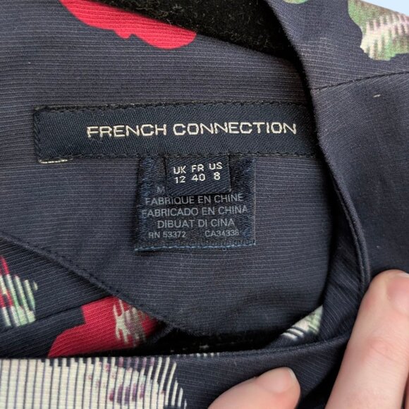 French Connection Navy Floral Cut Out Dress - Picture 7 of 8